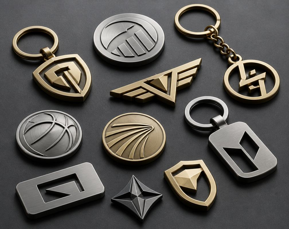 Conjunto de brindes metálicos personalizados em dourado e aço escovado